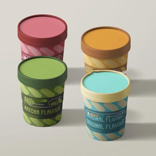 Высококачественный индивидуальный дизайн пищевой класс 4oz 6Oz мороженое бумажная чашка с крышкой