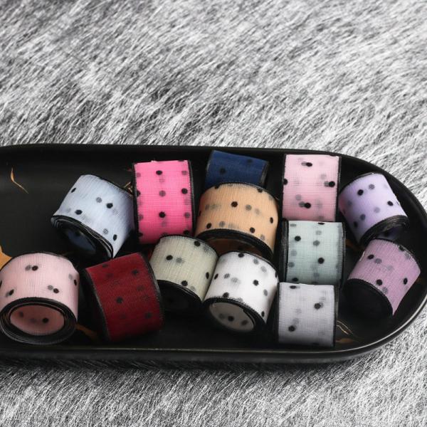 10mm-60mm Dot Velvet Wired Ribbon Вышивка двусторонняя бархатная лента