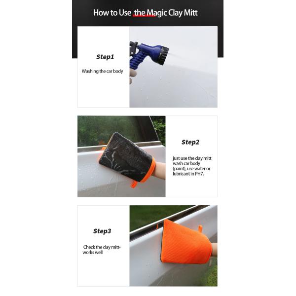 Pp Box Packaged Orange Auto Clay Mitt Nano Skin Wash Mitt For Car Washing