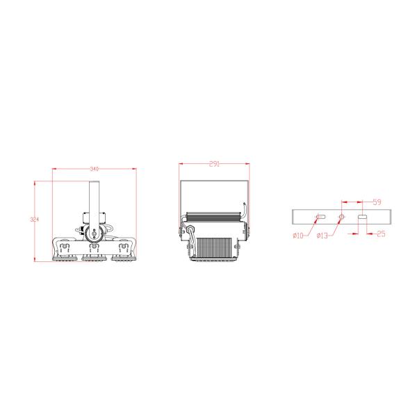 AC100-277V IP65 160LM/W 300W Aluminum LED Flood Lights 6500K