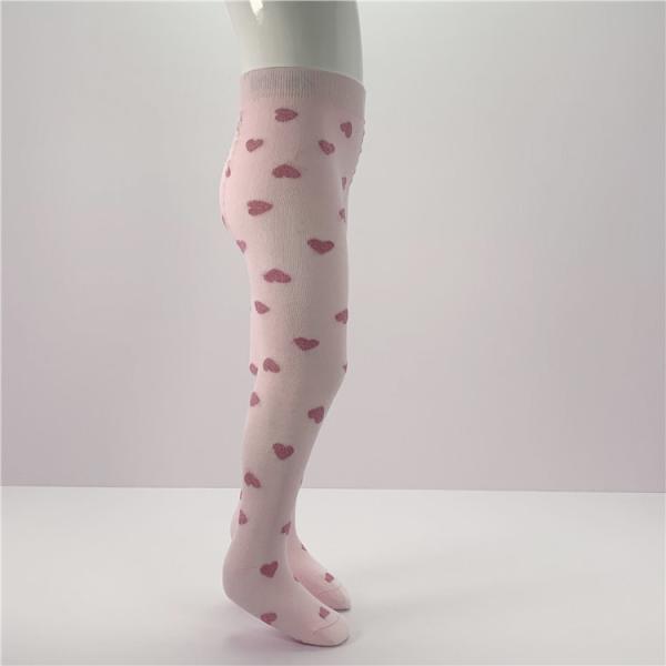 Comfortable Baby Girls Tights in Breathable Cotton with Pink Hearts