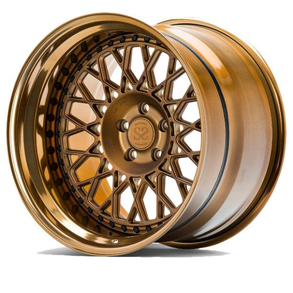 Алюминий А6061 выковал колеса 2 части в бронзе отполированной высоким лоском для роскошного автомобиля