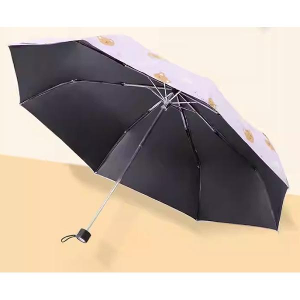 8 Ribs Lightweight Windproof Manual Open Close Creative Umbrella With Black UV Coat 190t Pongee