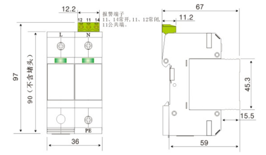 MYS5-385/20-2P(NS) Class II Surge Protective Device (SPD)