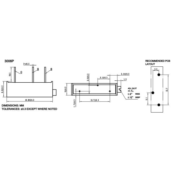 3006P-1-503 0,75w 50k Ом 3/4 многоразовый триммер потенциометр