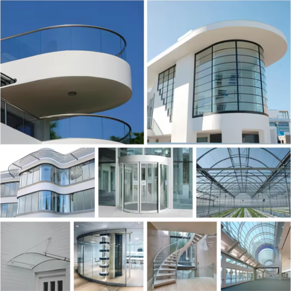 High-quality curved tempered glass, 6-19mm, CE/EN 12150 certified for building curtain walls