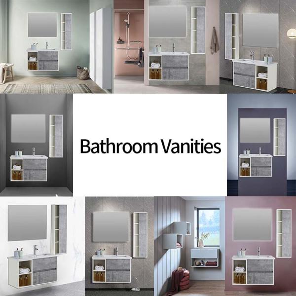 Plywood Material 80cm Bathroom Cabinet With Led Mirror And Side Cabinet