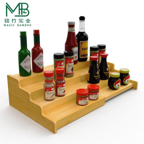 バンブー 4 層 拡張可能な調味料 食器 収納 箱 棚 家庭用 キッチン 収納