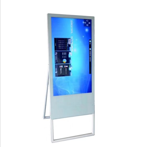 43 Inch Portable Floor Stand Digital Signage with 1080P High-Definition IPS Screen Lightweight Body and Remote Cloud Content Publishing via WiFi