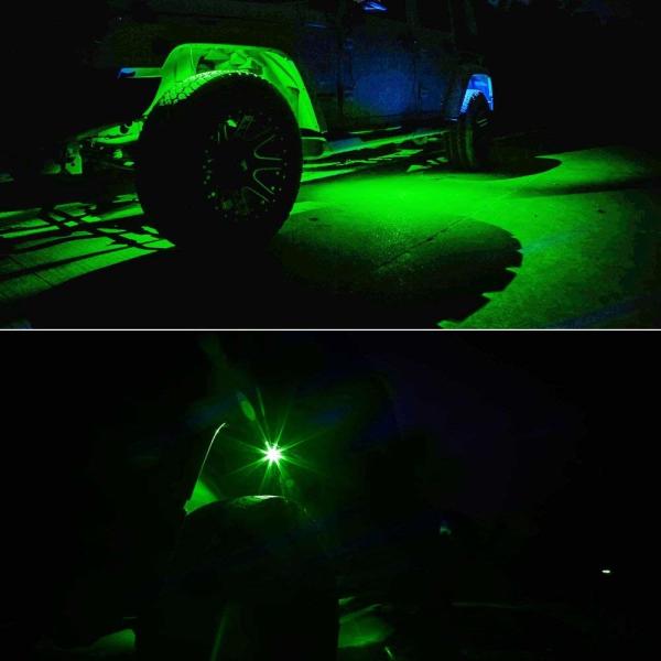 Green LED Rock Lights 6 Pods LED Light Lamp for Interior Exterior Under Off Road Truck Jeep ATV SUV Jeep 4x4 Boat 4wd
