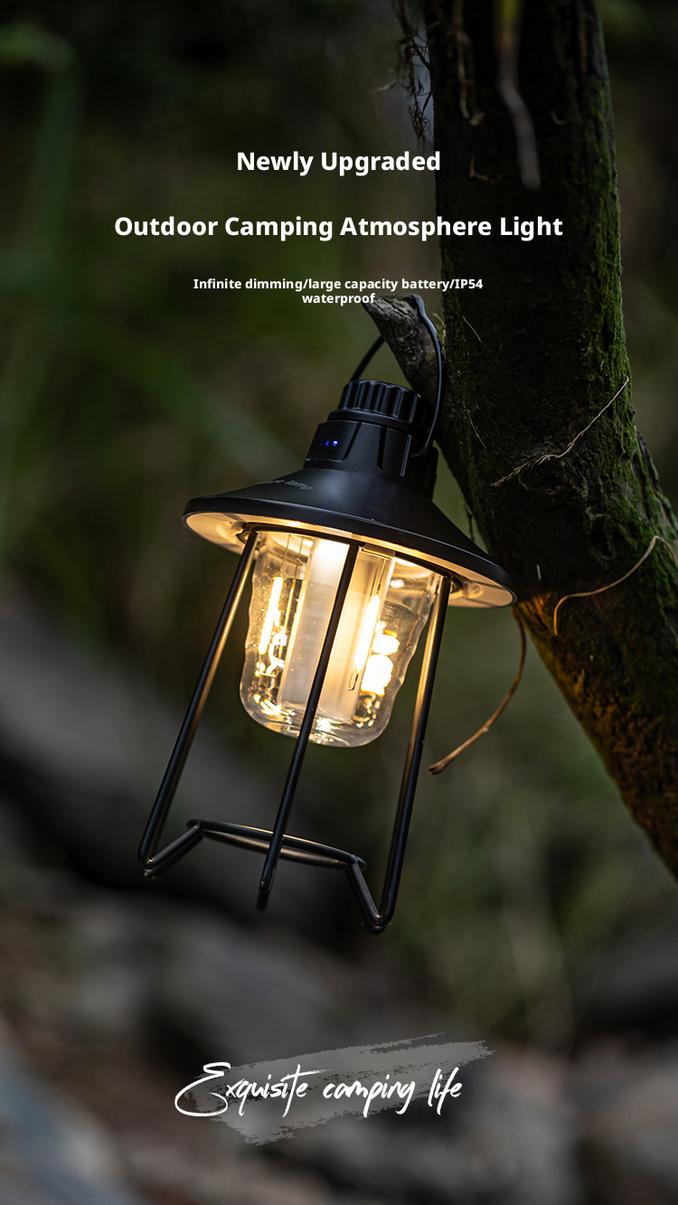 Retro Design Outdoor Camping Lantern Usb Rechargeable Camping Light With Hook