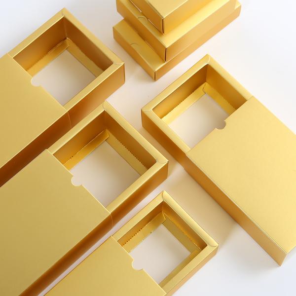 Golden Luxe Foldable Paper Boxes Kraft Cardboard Slide Out Drawer Sliding Drawer Box
