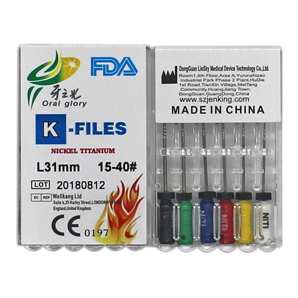 Dentistry Hand Use Niti K Files 25mm #15 - 40 For Root Canal Treatment