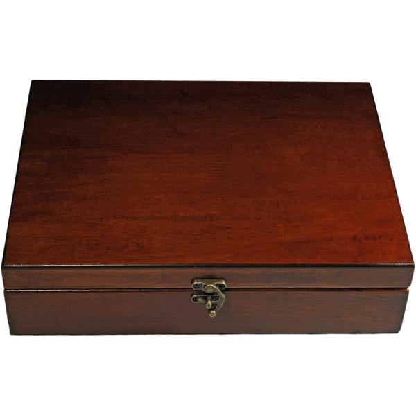 Wooden Treasure Box with Brass Latch (Redwood Finish)