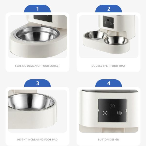 Wholesale Pet Products Smart Pet Feeder Double Bowls WiFi Automatic Food Dispenser App Control For Multi-Cat