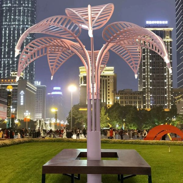 Stainless Steel & Acrylic Waterproof Customized Shape Landscape Sculpture Palm Tree Motif Holiday Home Decor