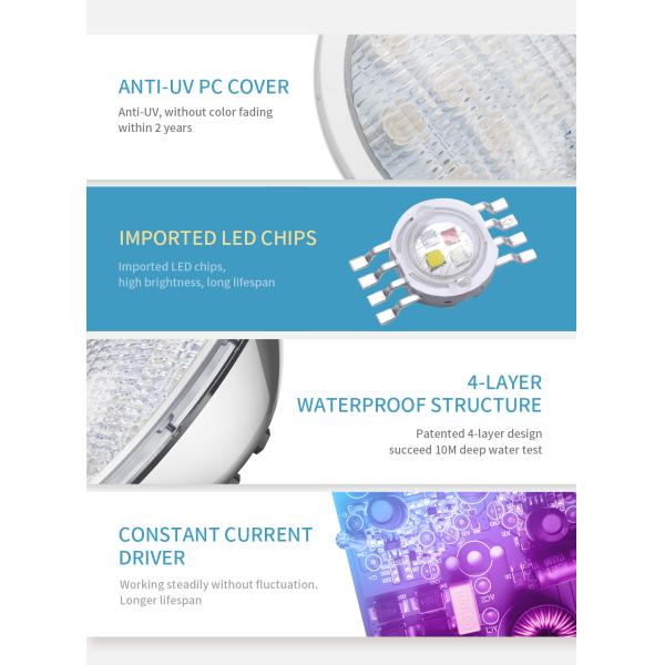 DMX SS316L Waterproof Pool Lights 2860ma 25W RGBW IP68 Par56