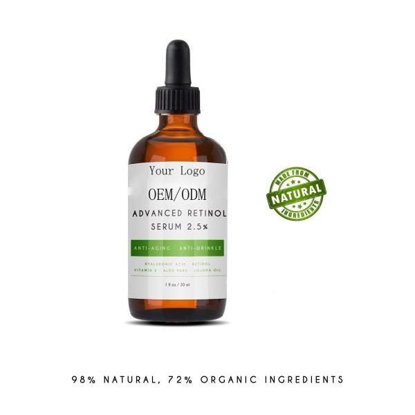 органическая сыворотка 2,5% ретинола 60мл с Хялуроник кислотой & витамином е для стороны