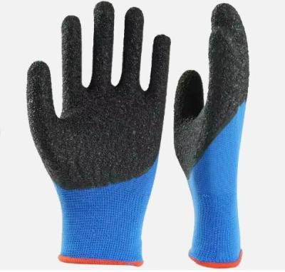 3/4 Dipped Crinkle Latex Dipped Gloves Nylon Polyester 13 Gauge Black Work Latex Gloves