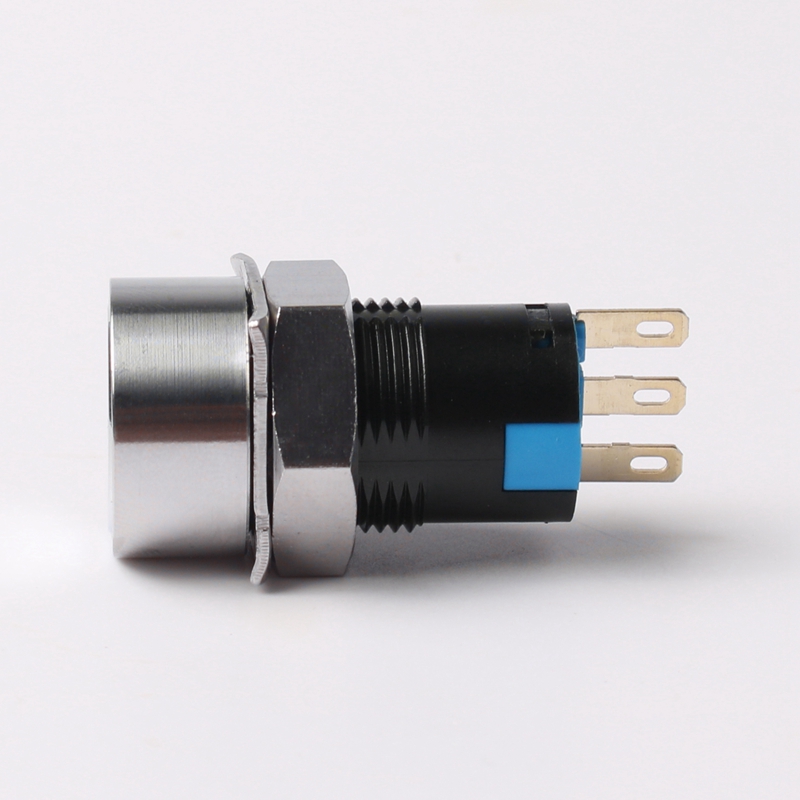 16mm Panel Mount Electronic Stainless Steel IP65 250V ON-OFF 2 Position 1NO1NC 3 Pin Latching Waterproof Rotary Head Switches