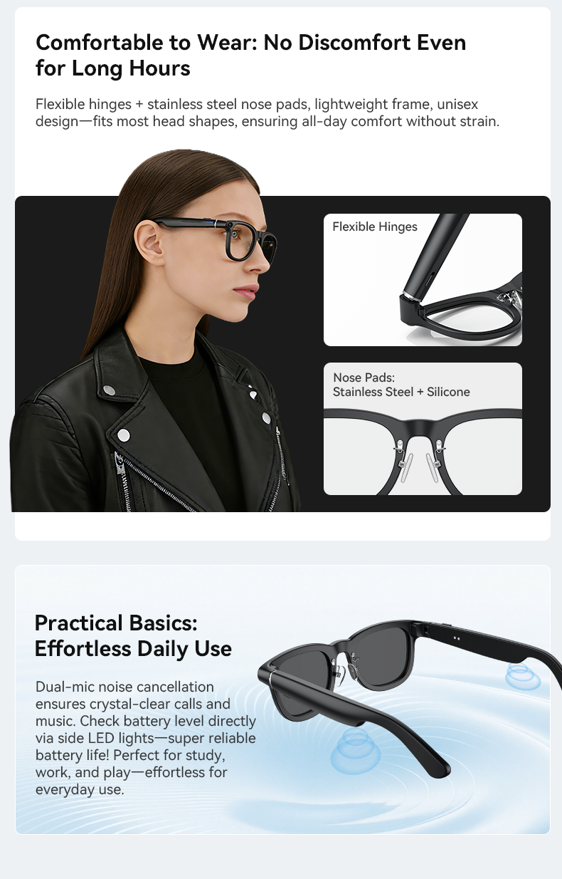 X01 Smart AI Glasses Camera Real-time Translation AI Charging CaseWith charging compartment