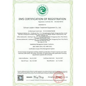 Sichuan Leader-t Water Treatment Equipment Co., Ltd Сертификации