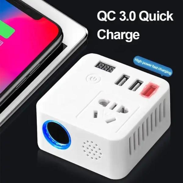 Black White Car Inverter 12V 220V 300W 500W 12V To 220V Inverter For Car Phone For Retractable Car Charger With Led Display