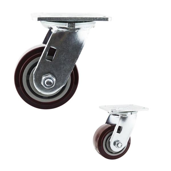 440LBS PP вырезают сердцевина из колес рицинуса PU 100mm плиты шарнирного соединения сверхмощных