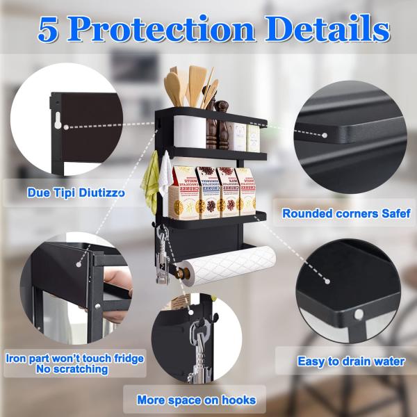 Storage Holders Racks Metal Fridge Shelf Magnetic Spice Rack Organizer for Refrigerator