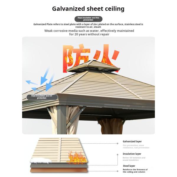 Metal Frame Canopy Outdoor Gazebo Wind Resistant Heat Insulation
