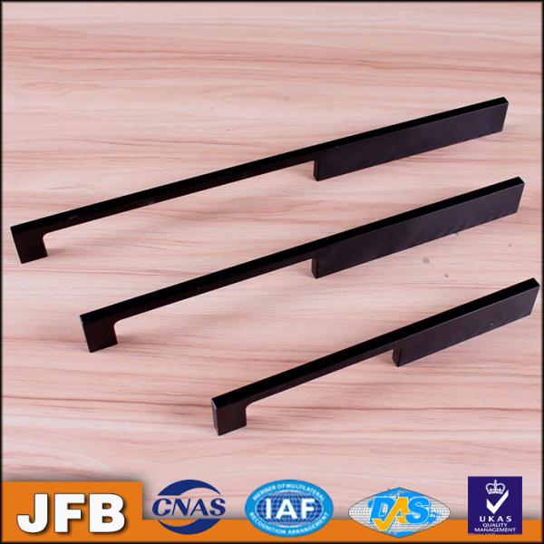 128/160/192/320MM holes distances Anodized Black finish aluminum wardrobe pull kitchen cabinet handle
