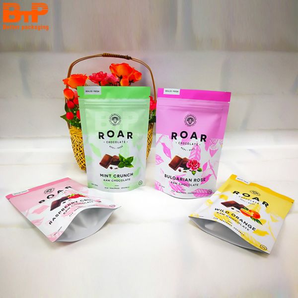 Customized Stand up Maylar Pouch Packaging Seal Zipper Bags for Biscuit Chocolate Dry Food Candy and Dry Fruit