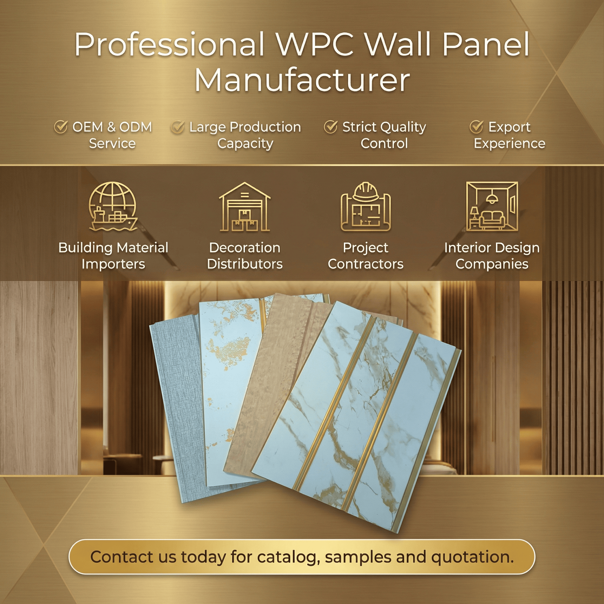 Factory Price Interior Cladding WPC Fluted Wall Panel Boards Heat Transfer Printed Solid Core Interior Decoration