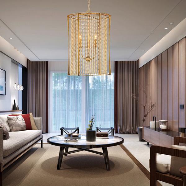 Primitive wood cage chandelier with wood bead (WH-CI-23)