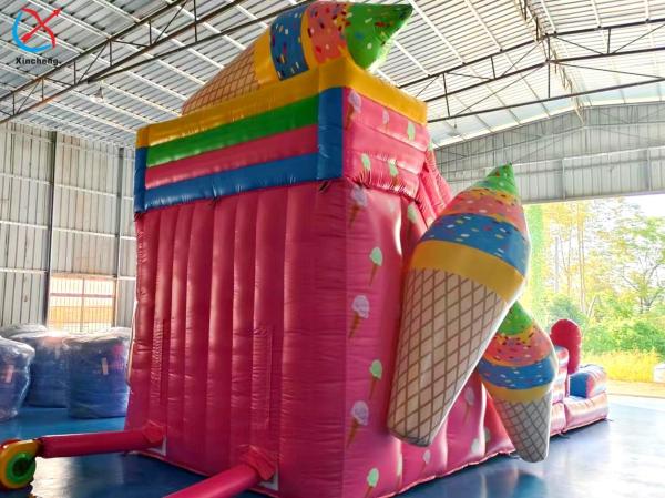 Fabrication de glissière gonflable glace colorée glissière gonflable double sèche pour enfants