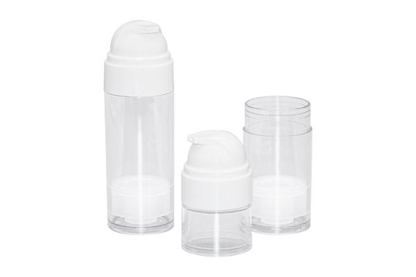 Transparent 50ml 80ml PCR PET Airless Bottle Dispenser Pump For Cosmetic Packaging