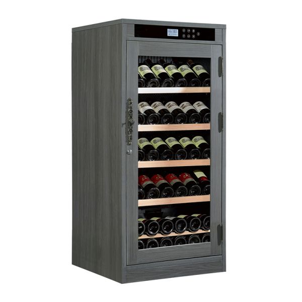 Solid Wood Wine Cooler Cabinet with Digital Temperature Control LED Lighting and Lockable Door