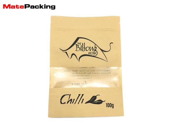 Resealable Kraft Paper Food Bags Stand Up Zipper Plastic Snack Packaging With Window
