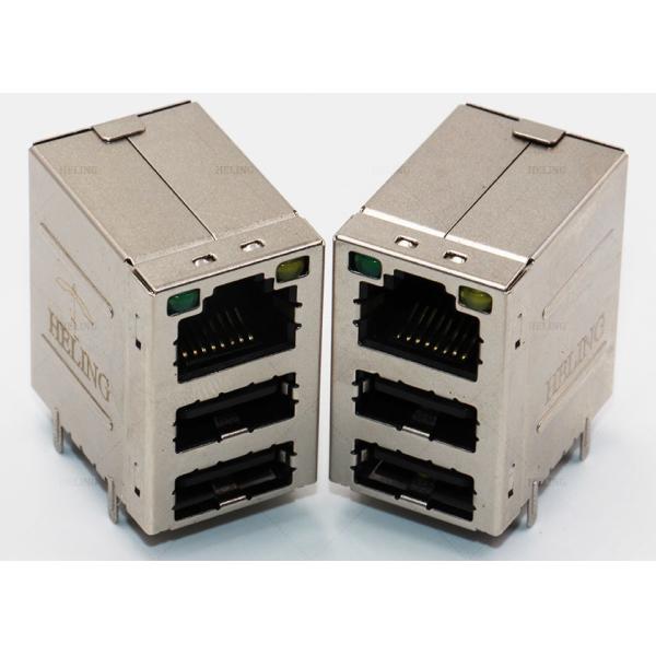 Dual USB Ports + RJ45 Lan Jack Combo Stacked 3 x 1 Ports For Internet Data Center