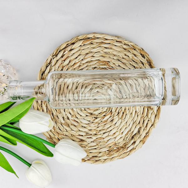 Glass Products Slim Rectangular Wine Bottle with Cork Stopper 200ml 375ml 500ml 750ml