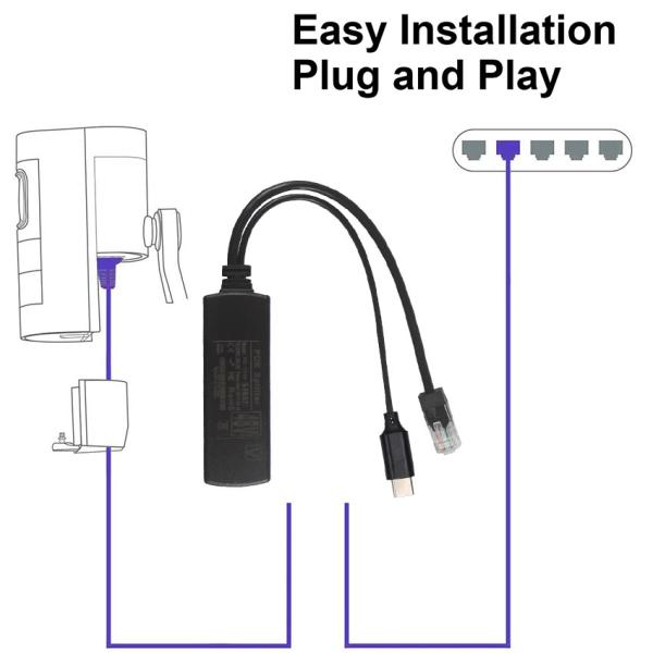 Divisor POE IEEE802.3af 12V 24V 48V Adaptador Power Over Ethernet