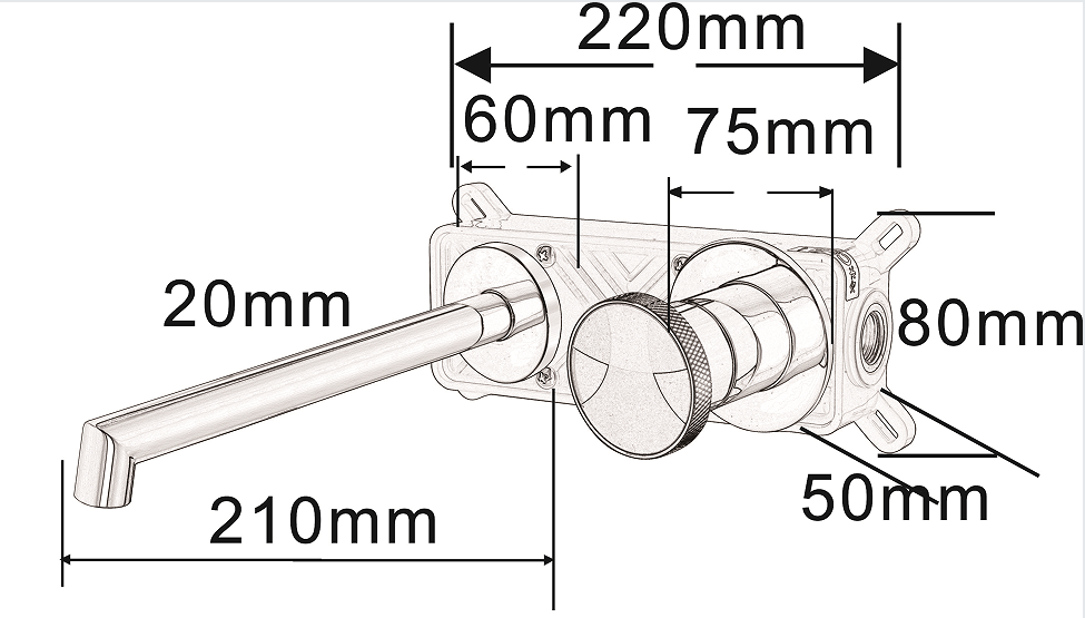 Polished Chrome SS304 Bathroom Restroom Sink Faucets Mixer Tap Round Convex Knob Two Piece