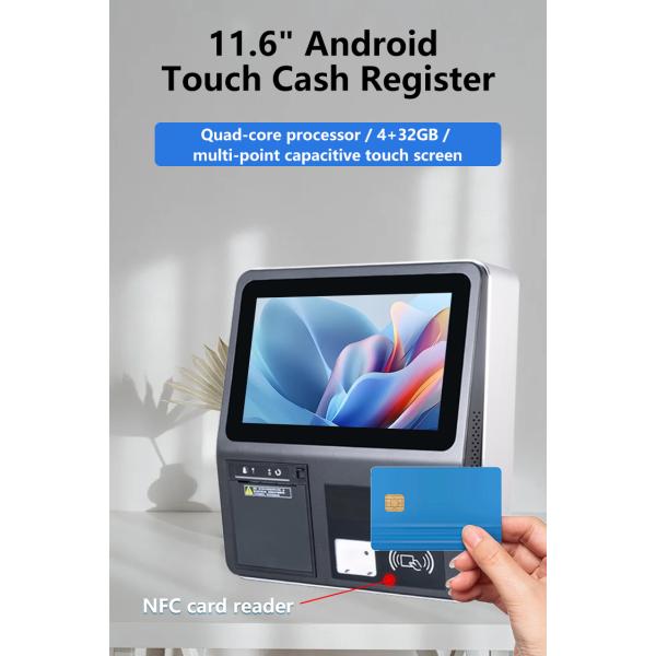Thermal Transfer Printer Technology 11.6 Inch Android POS Kiosk for Supermarket Restaurant 4GB 32GB NFC 58mm Touch Screen