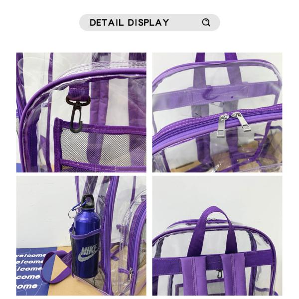 Multi-Pocket Transparent School Backpack Bag with Custom Logo and Waterproof Function