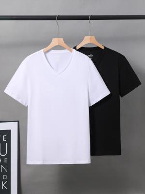 V Neck Collar Cotton Children T Shirts Summer Knitted 180gsm