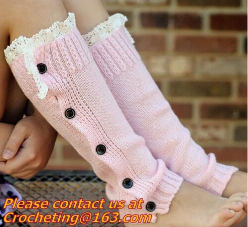 Fashion Knitted lace Boot Cotton Gaiters Warm lace boot socks buttons leg warmers bontique