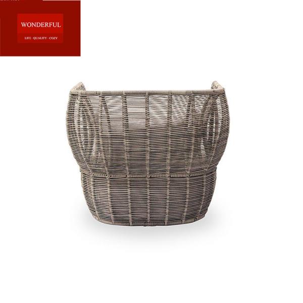 Villa Outdoor Sofa Durable Single Seater Rattan Garden Furniture with Power Coated Frame