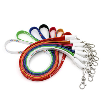 Multicolor Lanyard Usb Cable , Phone Data Transfer Cable Nylon Braided Material