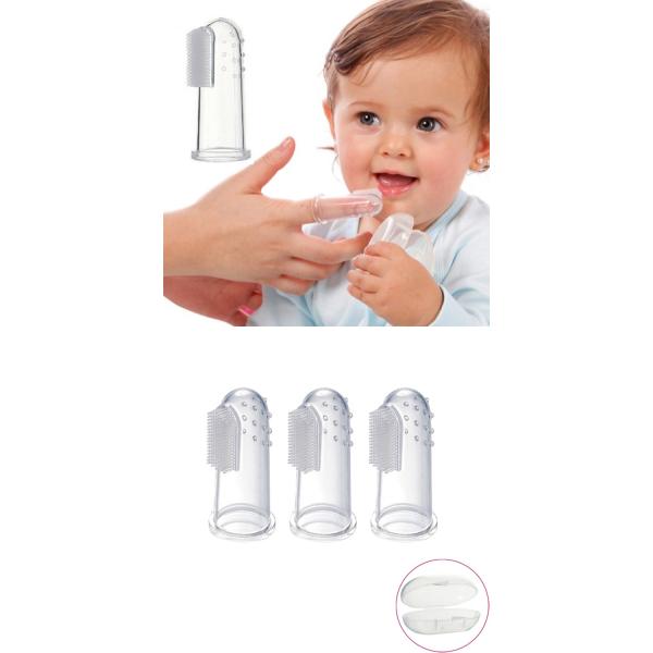 Carton Silicone Baby Toothbrush Finger Tooth Brush Food Grade , 5.5*2*2 Cm