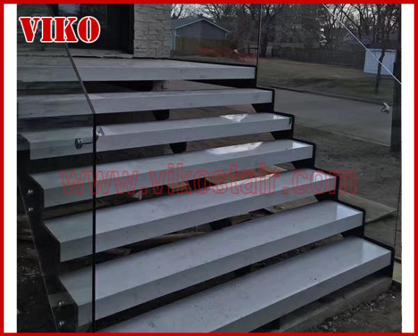 Double Steel Plate Staircase VK22S Railing tempered glass,  Stringer,carbon 304 Stainless Steel